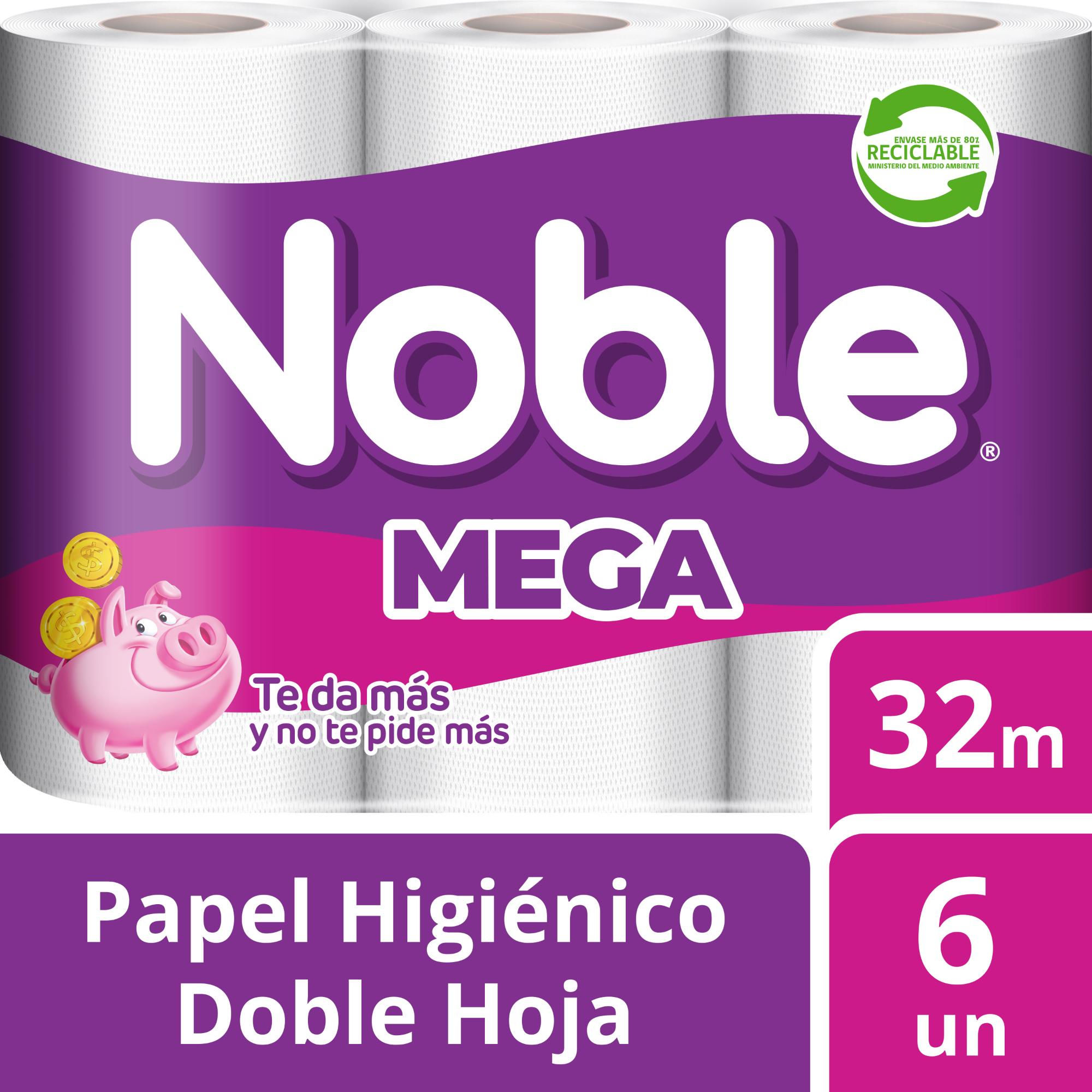 Noble Papel Higiénico Mega Rollo Doble Hoja 32 Metros 6 UN
