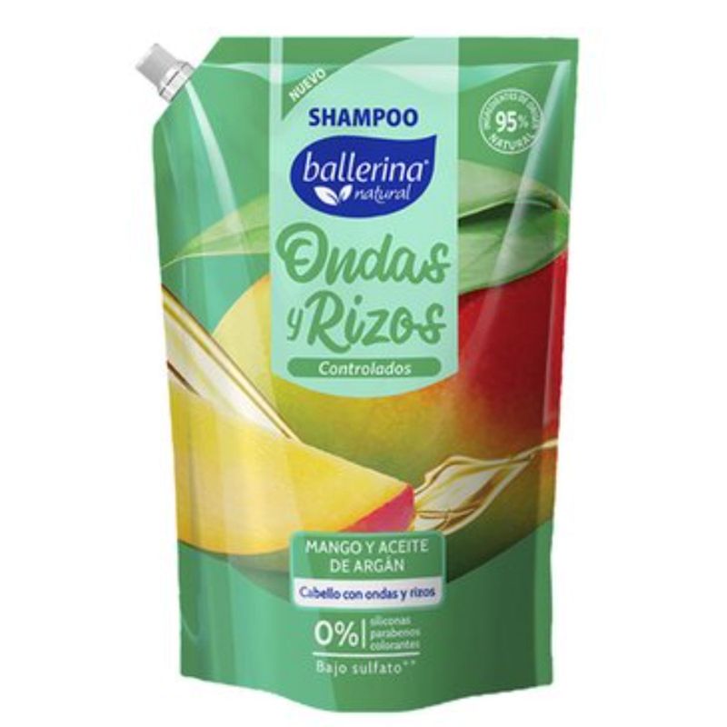Ballerina Shampoo Ondas Y Rizos Mango y Aceite de Argan DP 750 ml