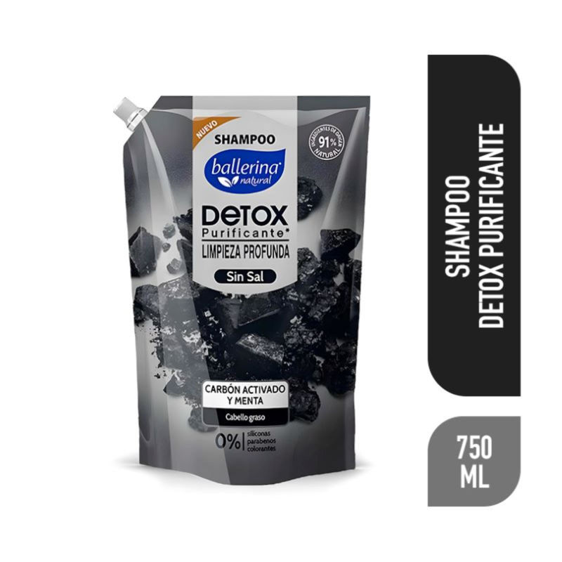 Ballerina Shampoo Detox Carbon Activado Menta DP  750 ml