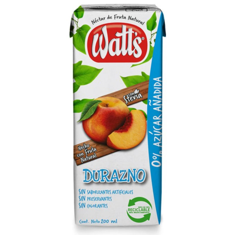 Watts Jugo Pack 6u Durazno 200 ml