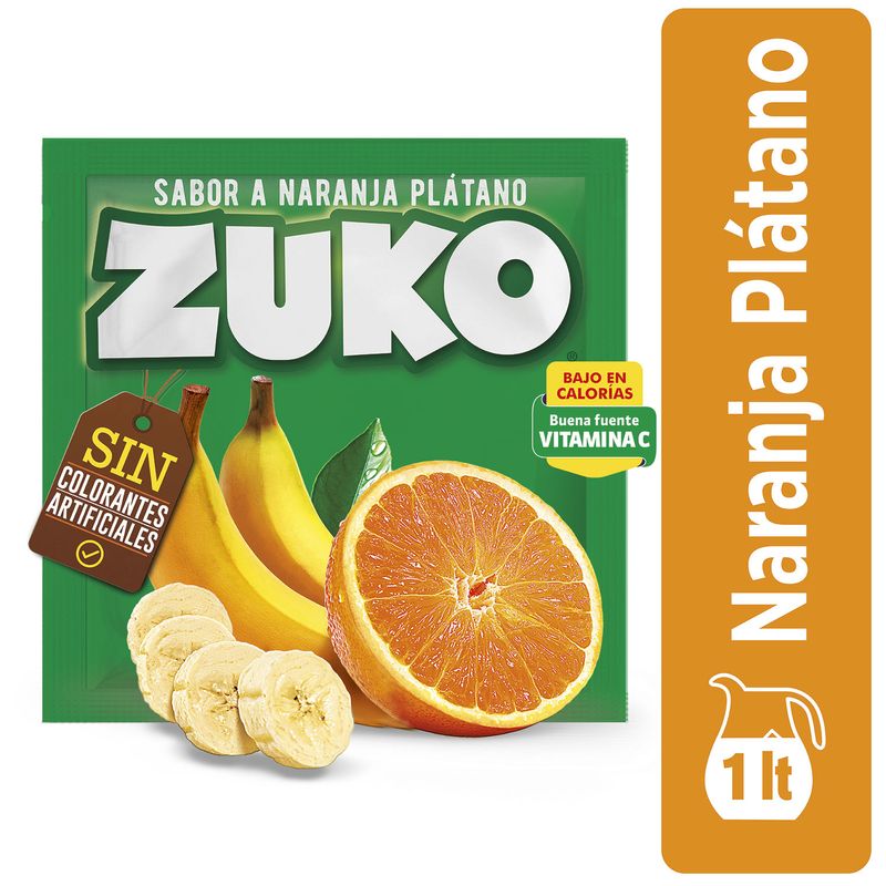 Zuko Jugo Polvo Naranja Platano 15 grs