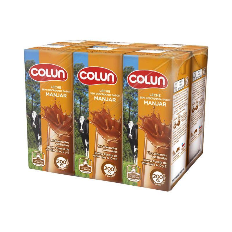 Colun Leche Sabor Manjar 200 ml  Pack 6 UN