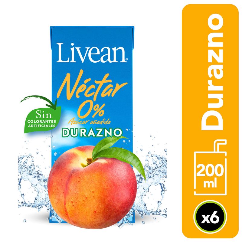 Livean  Jugo Nectar Durazno  200 ml Pack 6 UN