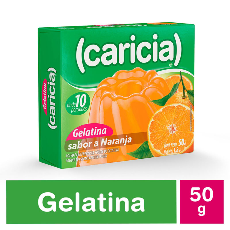 Caricia Gelatina Polvo Naranja 50 grs