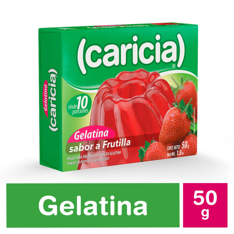 Caricia Gelatina Polvo Frutilla 50 grs