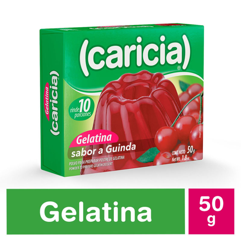 Caricia Gelatina Polvo Guinda 50 grs