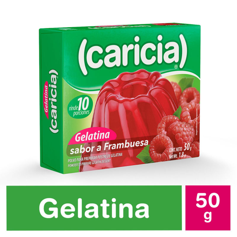 Caricia Gelatina Polvo Frambuesa 50 grs