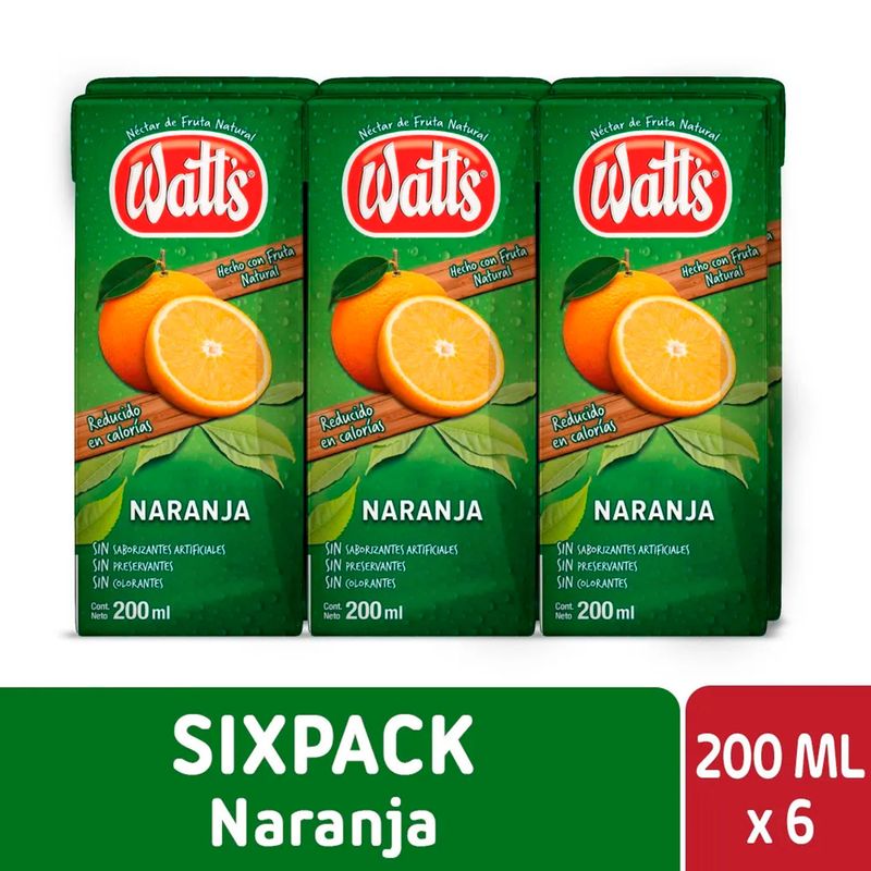 Del Valle Nectar Naranja 200 cc Pack 6 UN
