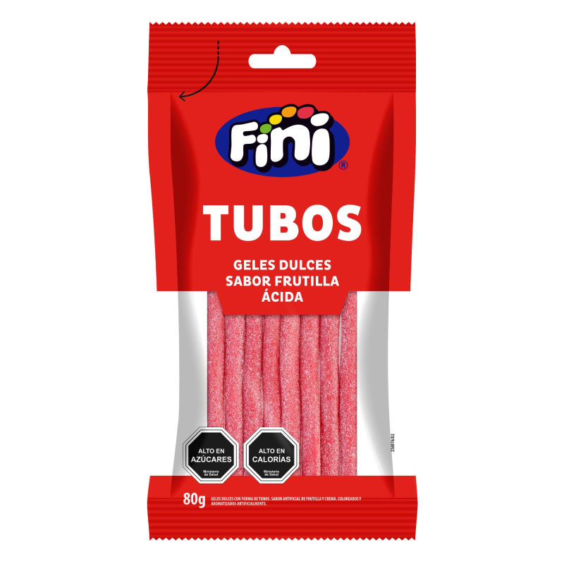 Fini Tubos Frutilla Acida 80 grs