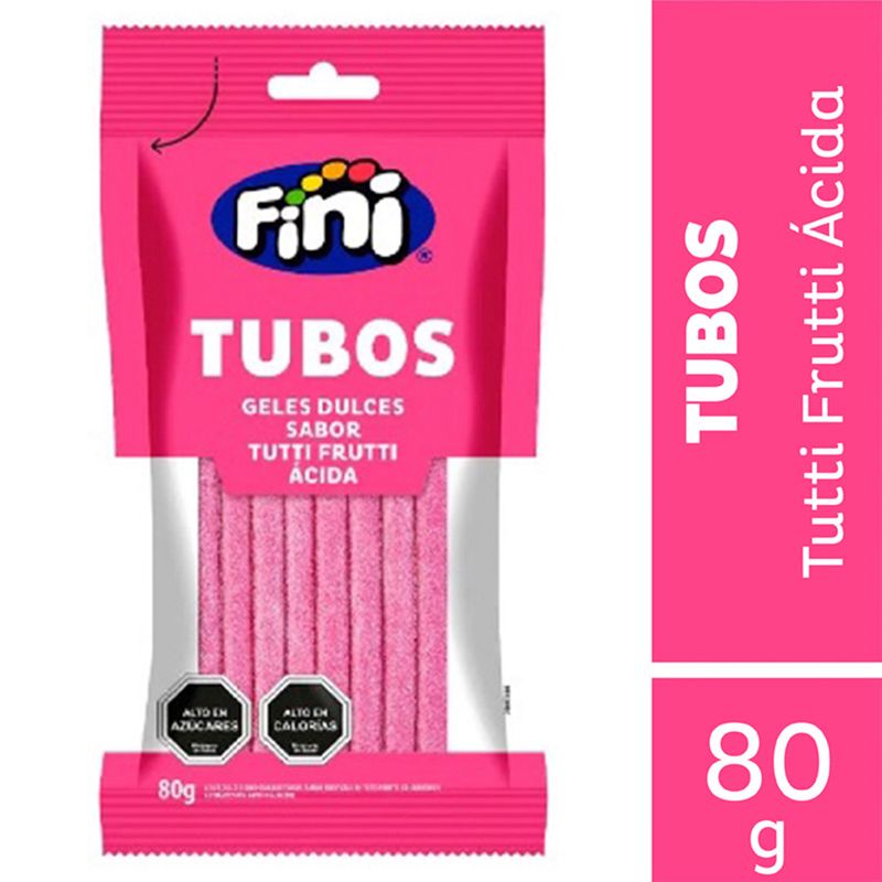 Fini Tubos Geles Dulce Sabor Tutti Frutti Acida 80 grs