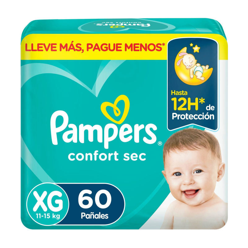 Pampers Pañales Confort Sec XG 60u