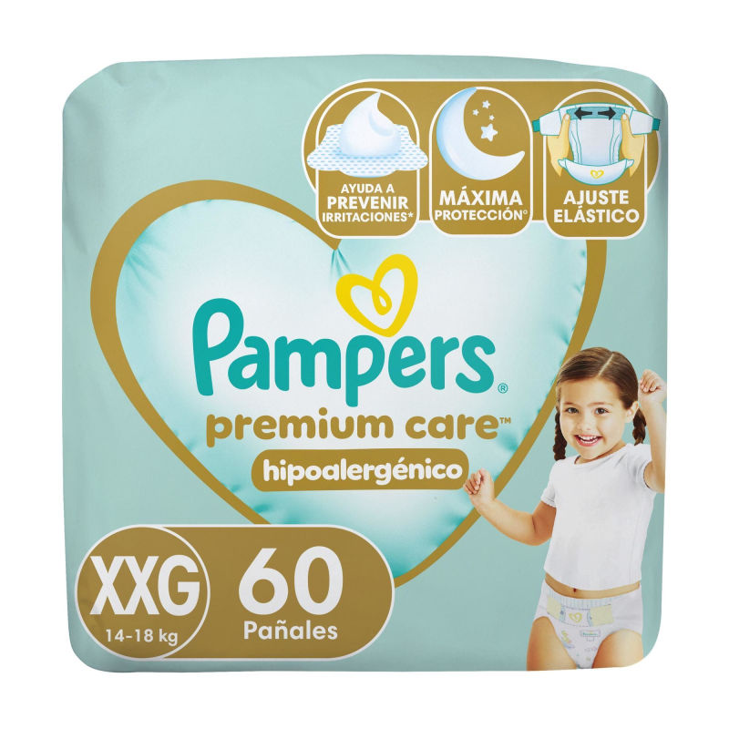 Pampers Pañales Premium Care XXG 60u